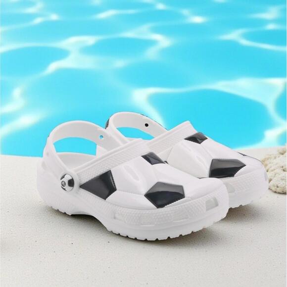 Crocs Little Kids Size C8 Soccer Clogs White Black - Picture 2 of 9